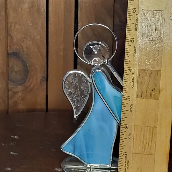 Blue and Silver Stained Glass Angel Figurine - Picture 4 of 10